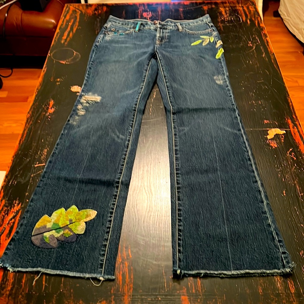 Louie embroidered flare jeans